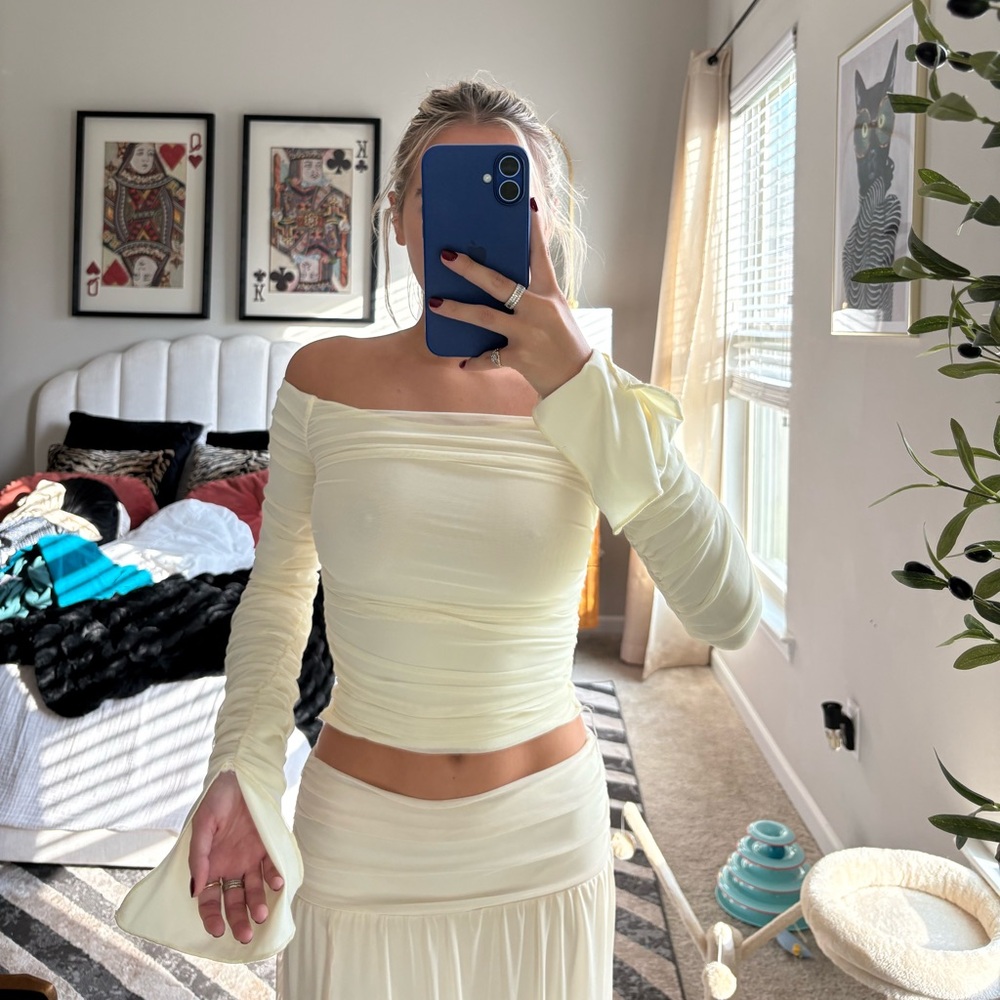 White long sleeve top